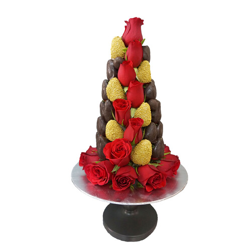 30cm Red & Black Strawberry Tower (Medium)