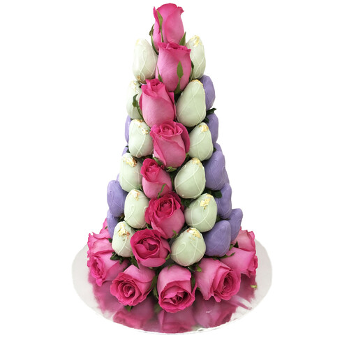 30cm Minty Purple Strawberry Tower (Medium)