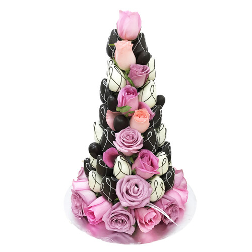 30cm Purple Black & White Strawberry Tower (Medium)