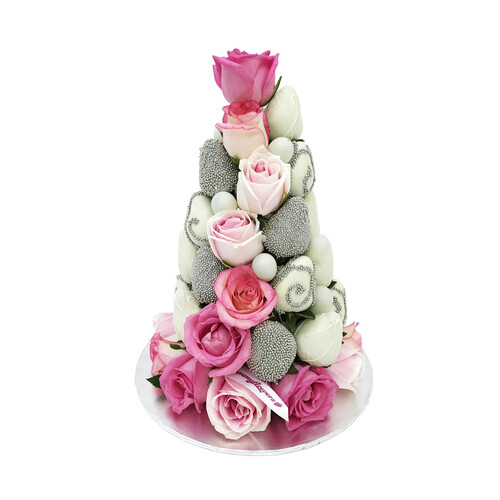 25cm Silver & White Strawberry Tower (Small)
