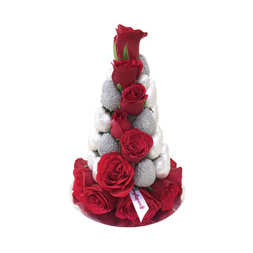 25cm Metallic White Strawberry Tower (Small)