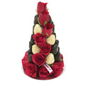 Black & White Gold with Red Roses Chocolate Strawberry Tower