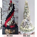 Black & White Gold with Red Roses Chocolate Strawberry Tower